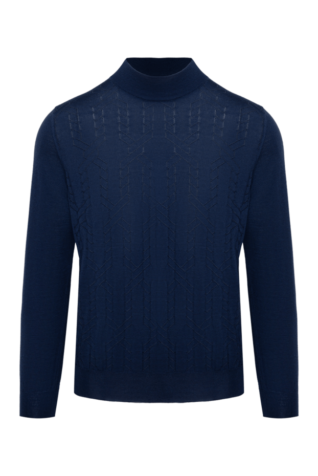 Zilli man men's jumper with a high stand-up collar, cashmere and silk, blue buy with prices and photos 150633 - photo 1
