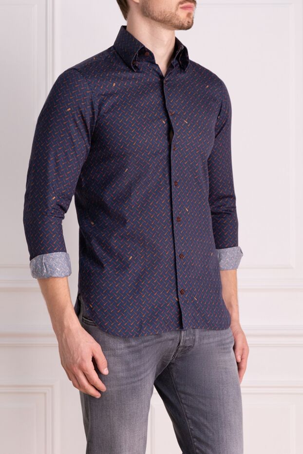 Zilli men's shirt in dark blue with abstract pattern 150636 - photo 3