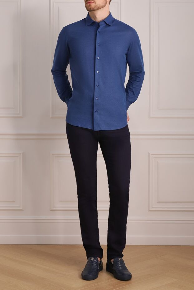 Zilli men's blue shirt with textured weave 150643 - photo 2