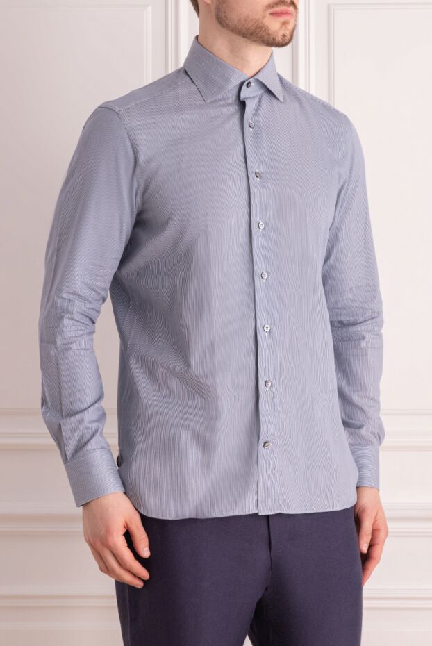 Zilli men's tailored shirt in gray with micro stripes 150646 - photo 3