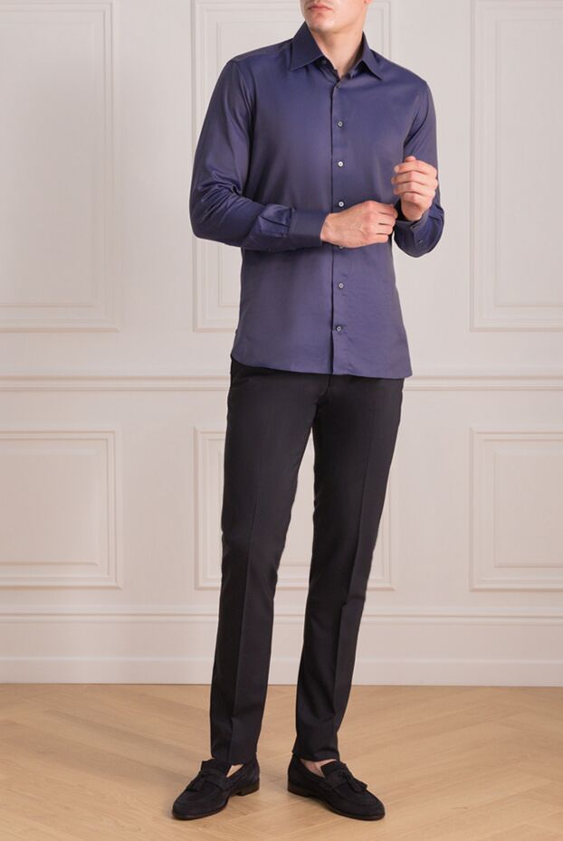 Zilli a stylish men's shirt in rich indigo with a shimmering fabric. 150654 - photo 3