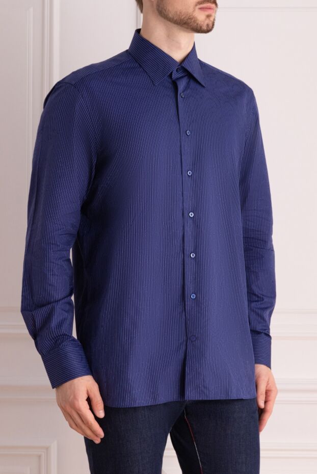 Zilli stylish dark blue cotton shirt with a striped pattern 150660 - photo 3