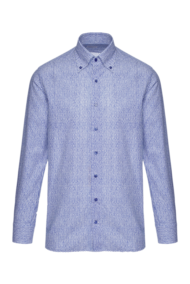 Zilli men's blue mini shirt with button-down collar and motifs on a white background 150661 - photo 1