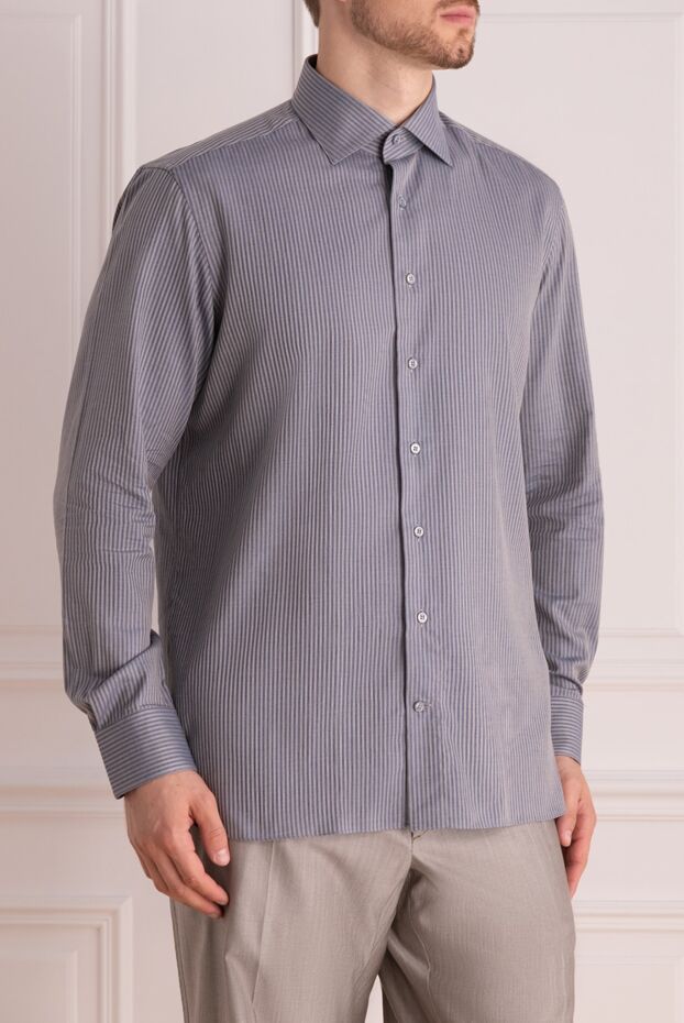Zilli blue cotton and cashmere shirt for men 150663 - photo 3
