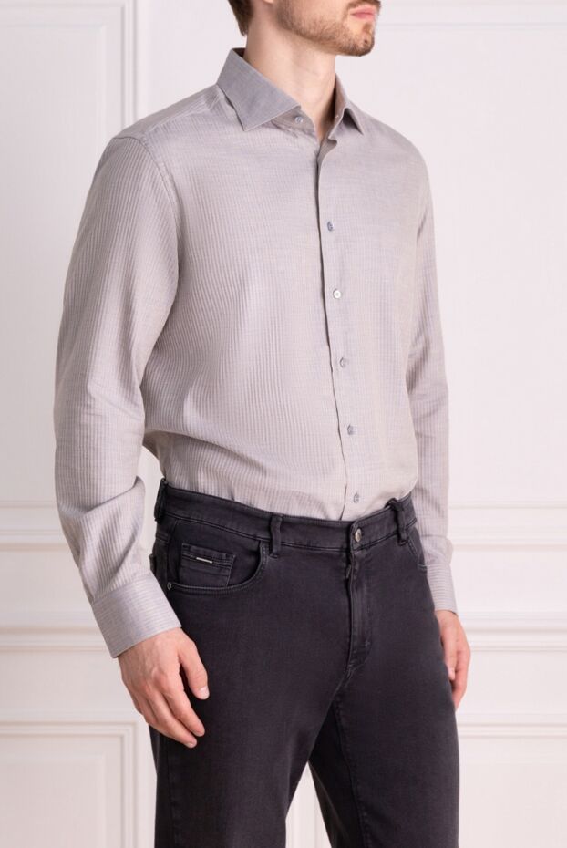 Zilli gray straight-leg shirt with a geometric pattern 150666 - photo 3