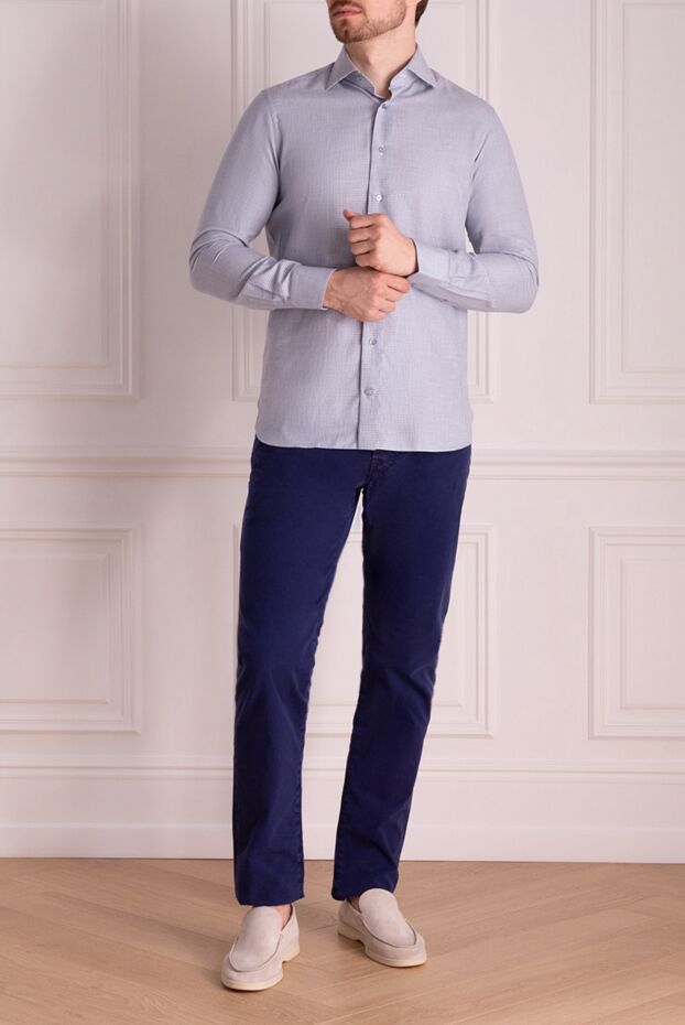 Zilli man blue cotton shirt for men buy with prices and photos 150668 - photo 2