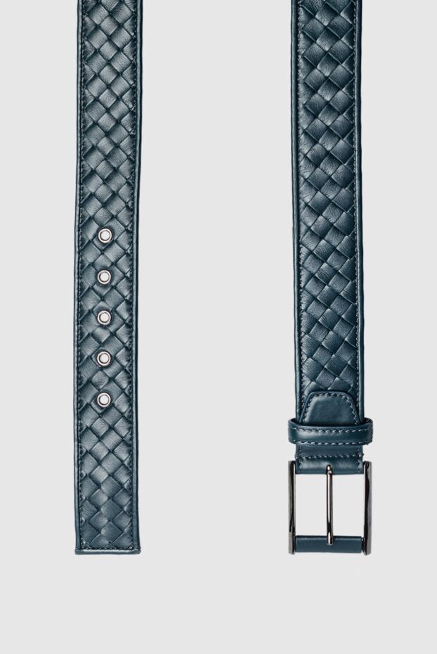 Cesare di Napoli blue leather belt with woven effect for men 150692 - photo 3