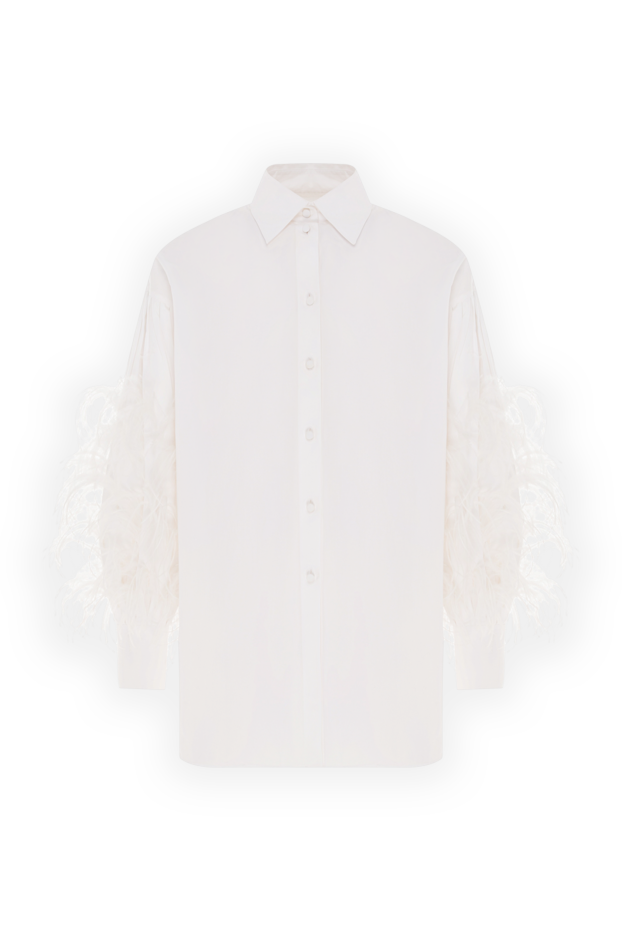 Valentino women's oversized cotton shirt with ostrich feather trim 150837 - photo 1