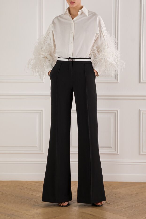 Valentino women's oversized cotton shirt with ostrich feather trim 150837 - photo 2