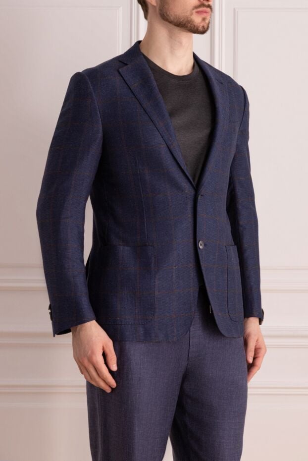 Corneliani blue silk and cotton jacket for men 150868 - photo 3