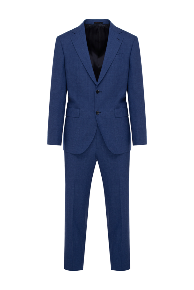 Textured wool blue suit men's - photo 1