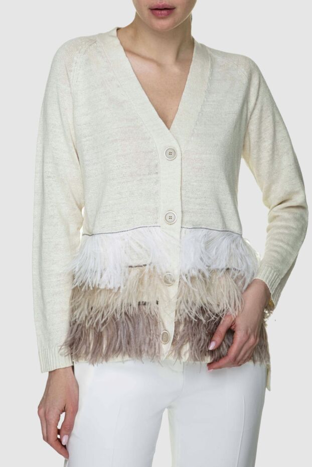 Rocco Ragni beige linen and silk cardigan for women 150948 - photo 3
