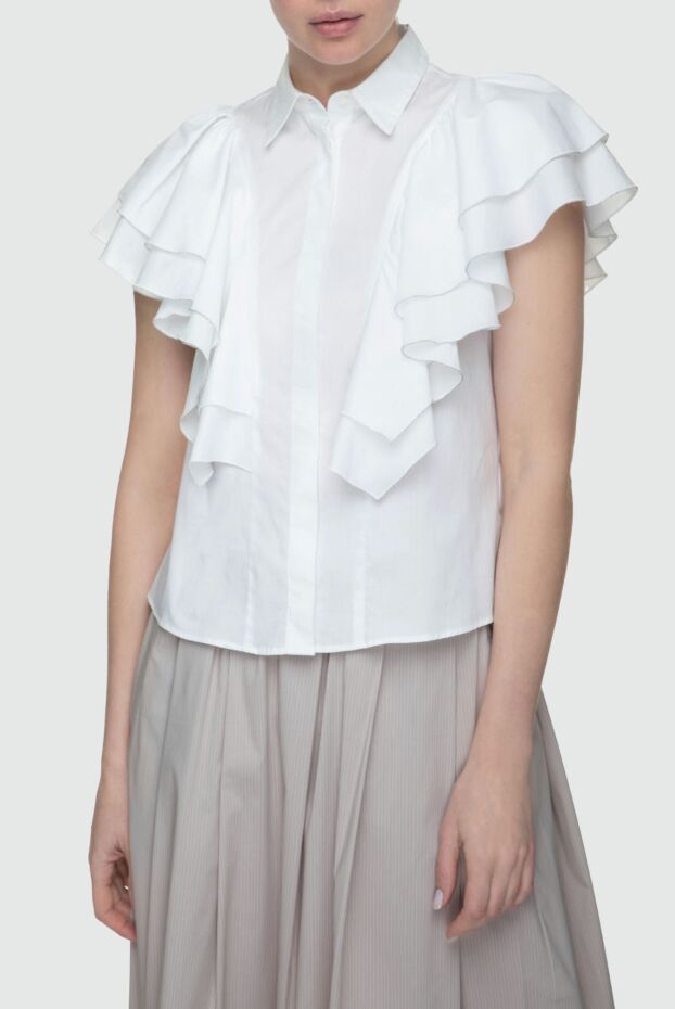 Rocco Ragni women's blouse with ruffles white 150959 - photo 3