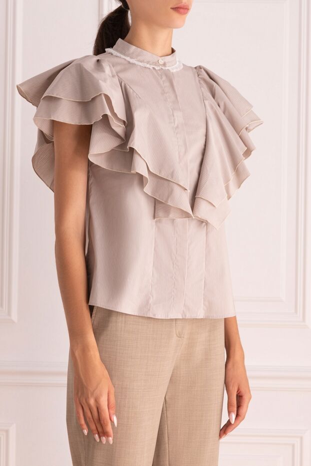 Rocco Ragni women's blouse with ruffles beige 150960 - photo 3