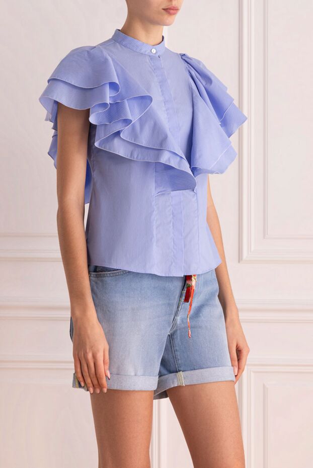 Rocco Ragni women's cotton blouse with ruffled sleeves white 150961 - photo 3