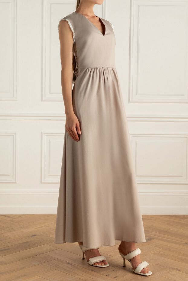 Rocco Ragni long beige dress with decorative drapery and a bow on the back 150968 - photo 3