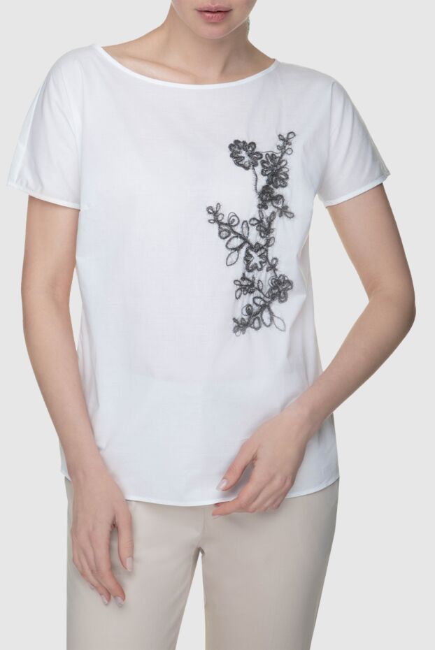 Rocco Ragni women's blouse with black embroidery white 150972 - photo 3