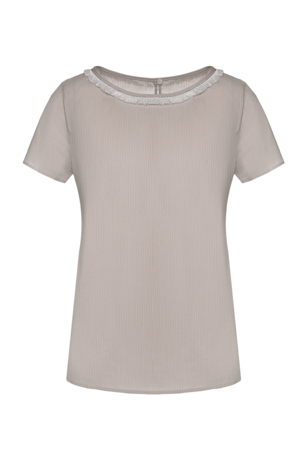 Rocco Ragni women's taupe knit blouse with delicate shimmer trim (markdown) 195591 - photo 1
