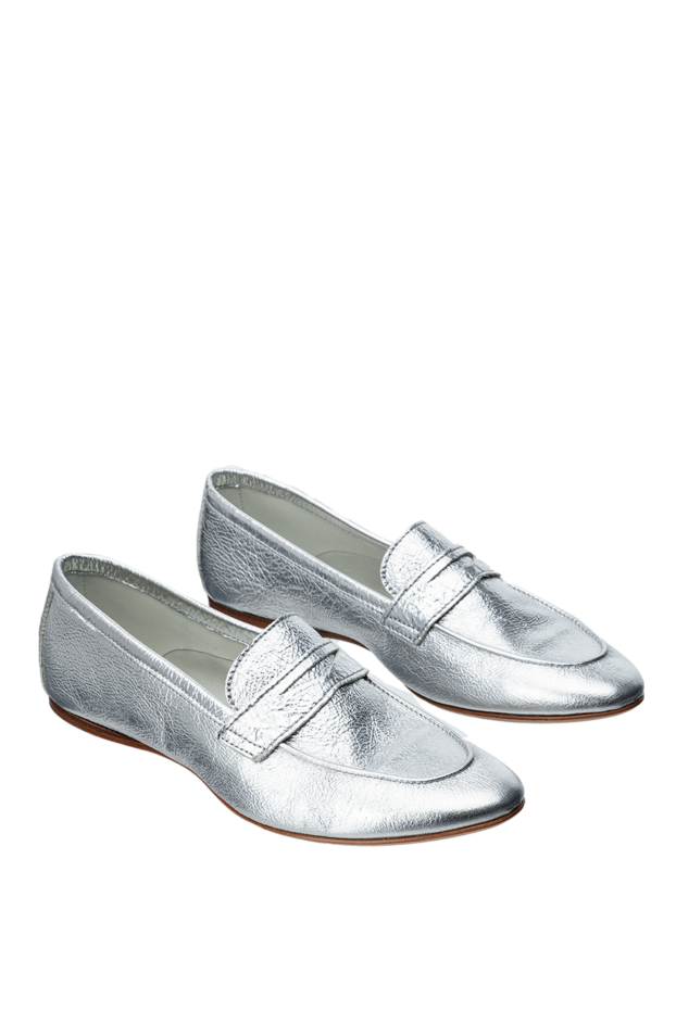 Cesare di Napoli loafers women's textured leather silver 150986 - photo 3