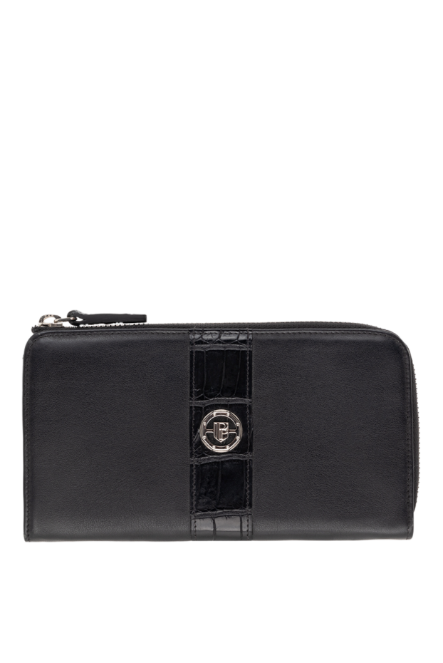 Pellettieri di Parma men's black leather clutch with zipper decorated with brand emblem 151009 - photo 1