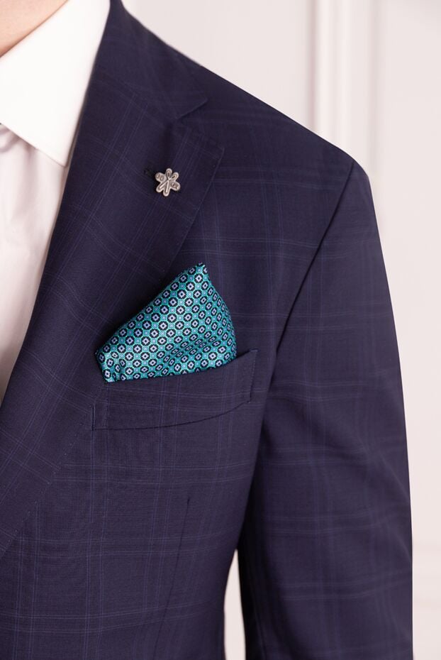 Stefano Ricci men's silk pocket square in turquoise and black tones 151017 - photo 2