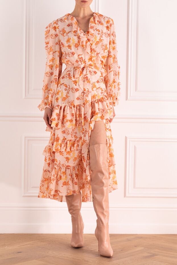Fleur de Paris orange floral dress with a belt women's 151058 - photo 2