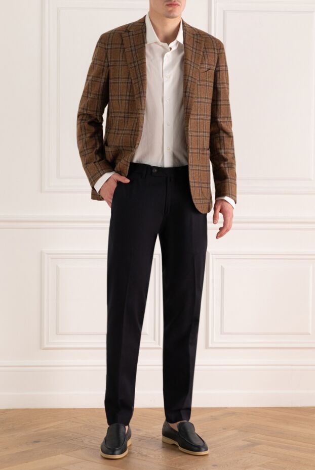 Cesare di Napoli men's business style trousers dark blue from suit fabric 151068 - photo 2