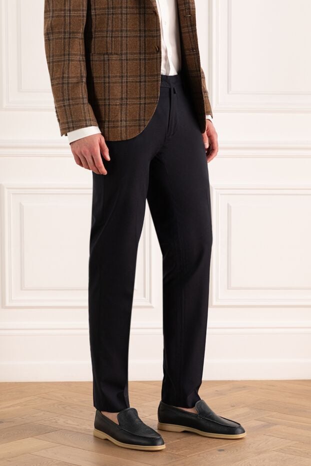 Cesare di Napoli men's business style trousers dark blue from suit fabric 151068 - photo 3