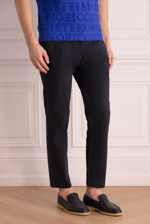 Cesare di Napoli men's casual trousers, dark blue, with drawstring at the waist 151071 - photo 3