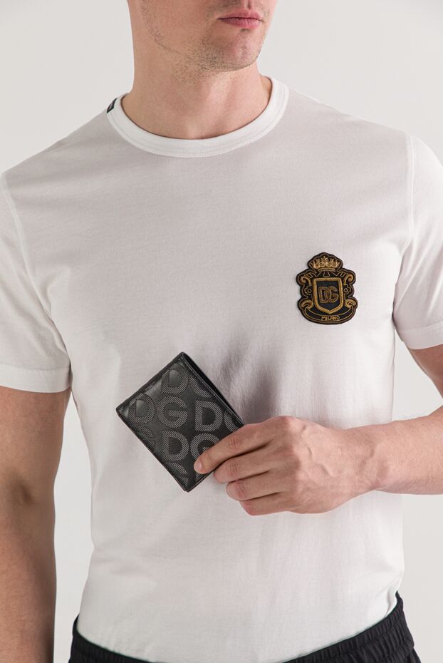 Dolce & Gabbana чоловічий гаманець із чорної шкіри з тисненням dg по всій поверхні 151130 - фото 2