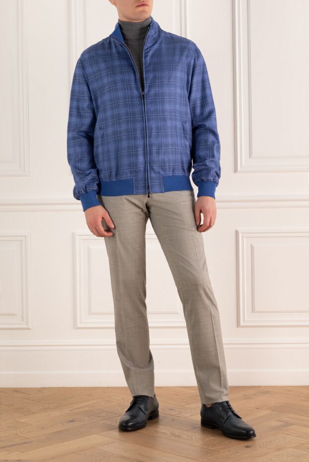 Enrico Mandelli мужские куртка из шёлка и кашемира голубая мужская купить с ценами и фото 151219 - фото 2