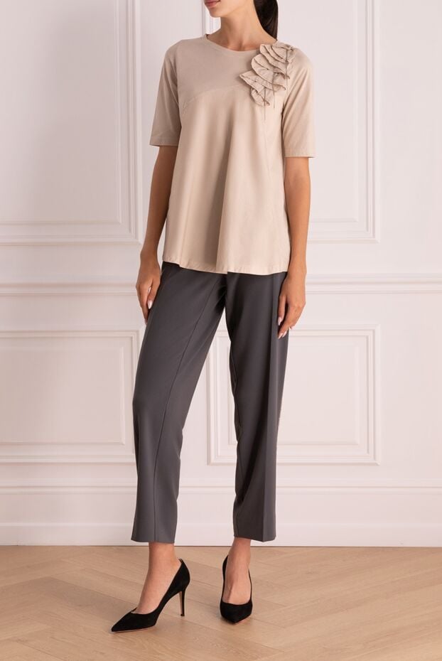 Tonet women's blouse with a fantasy insert beige 151314 - photo 2