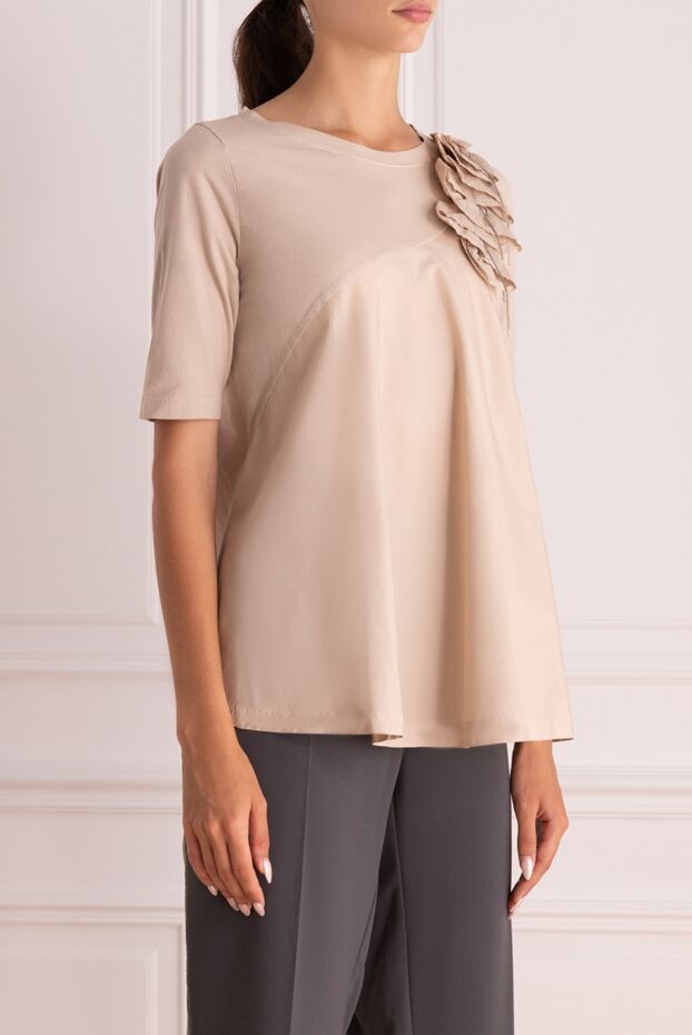 Tonet women's blouse with a fantasy insert beige 151314 - photo 3