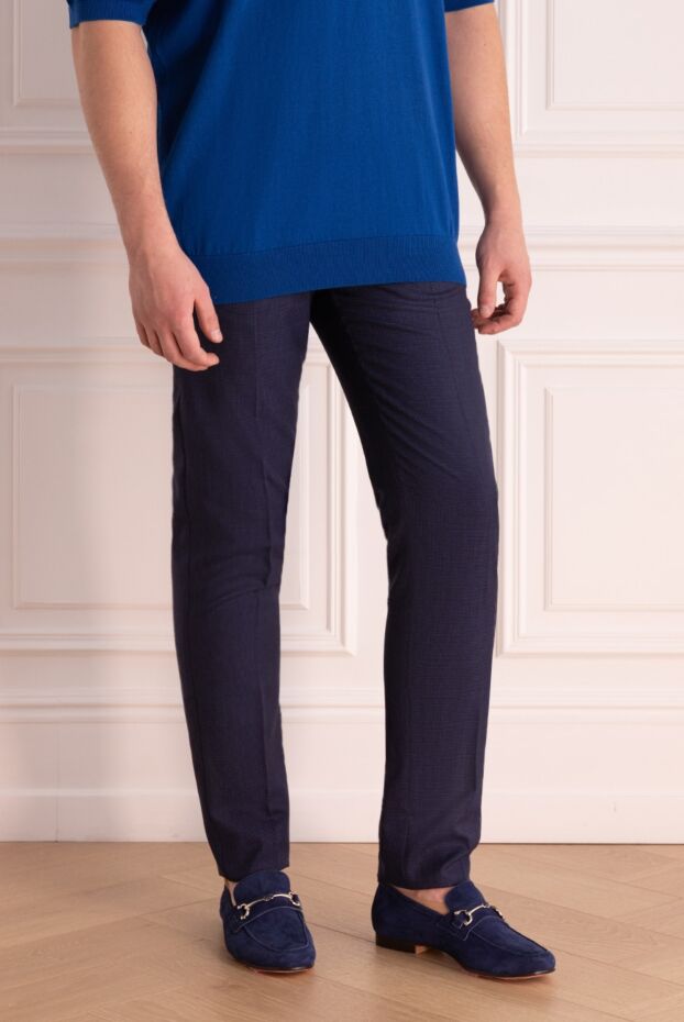 Lubiam blue men's trousers with pleats and a belt 151335 - photo 3