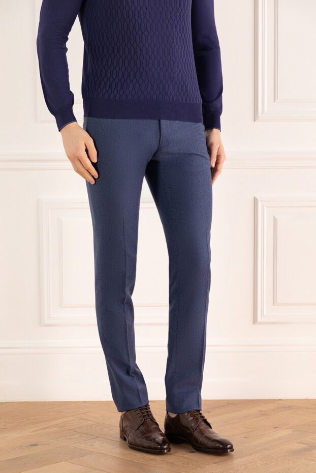 Lubiam men's trousers made of cornflower blue fabric for a business look 151336 - photo 3