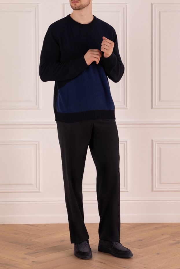 Lubiam classic black men's trousers made of wool fabric 151340 - photo 2