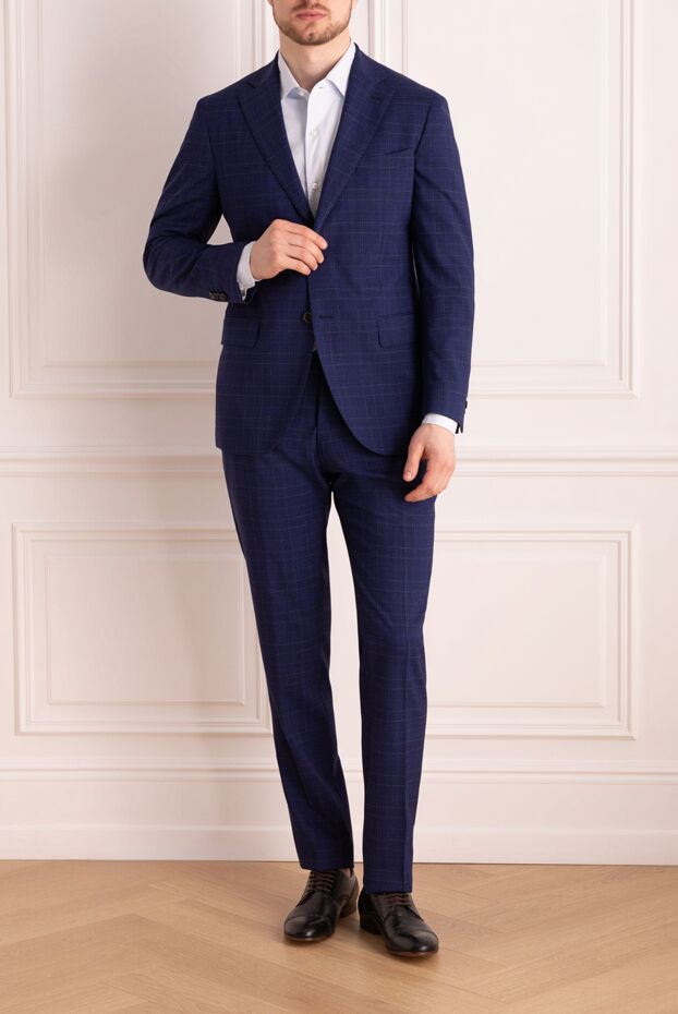 Lubiam костюм вовняний синій у клітинку принц вельський чоловічий 151344 - фото 2
