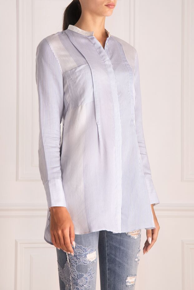 Tonet women's long blouse with a striped pattern white 151414 - photo 3