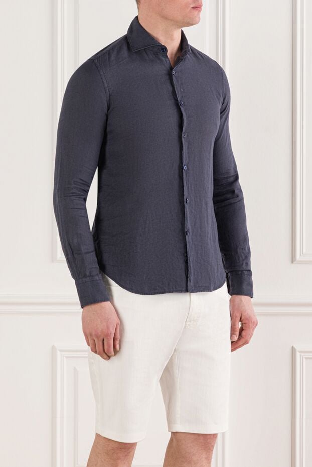 Orian men's shirt made of deep dark blue linen 151419 - photo 3