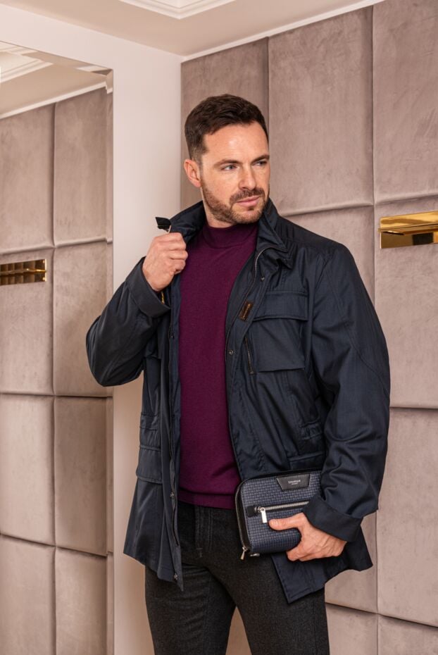 Montecore polyester and viscose coat blue for men 151564 - photo 2