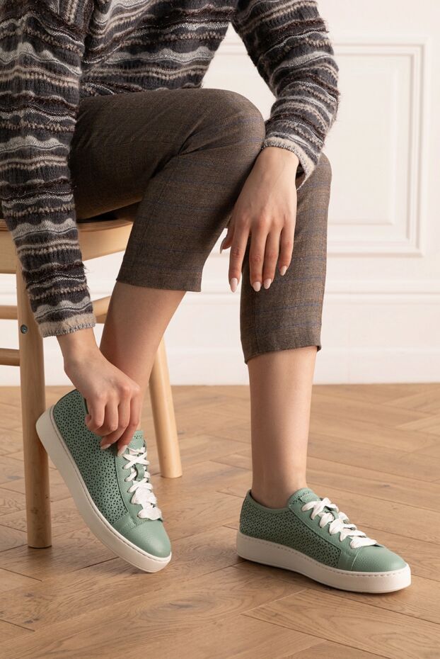 Santoni woman green leather sneakers for women buy with prices and photos 151615 - photo 2