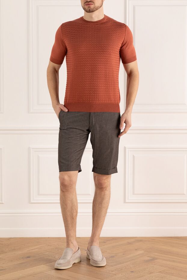 Cesare di Napoli man short sleeve jumper in silk orange for men buy with prices and photos 151635 - photo 2