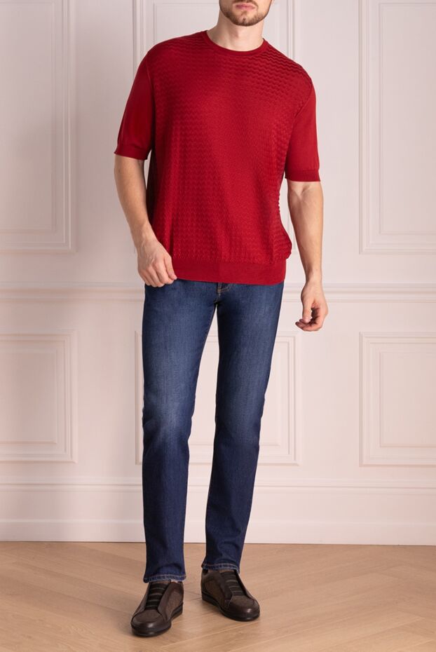 Cesare di Napoli man men's red short sleeve silk jumper buy with prices and photos 151637 - photo 2