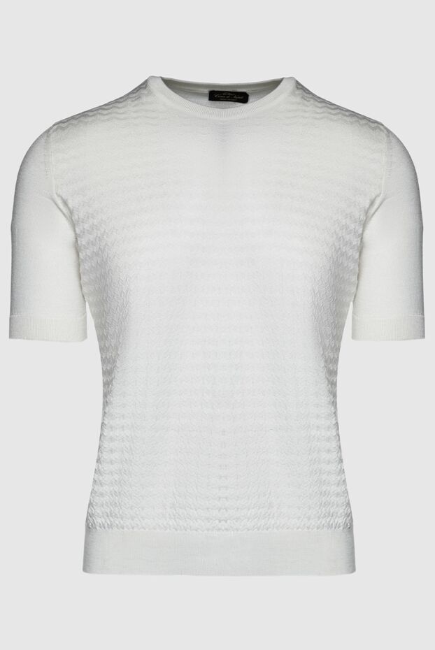 Cesare di Napoli man short sleeve jumper in silk white for men buy with prices and photos 151638 - photo 1