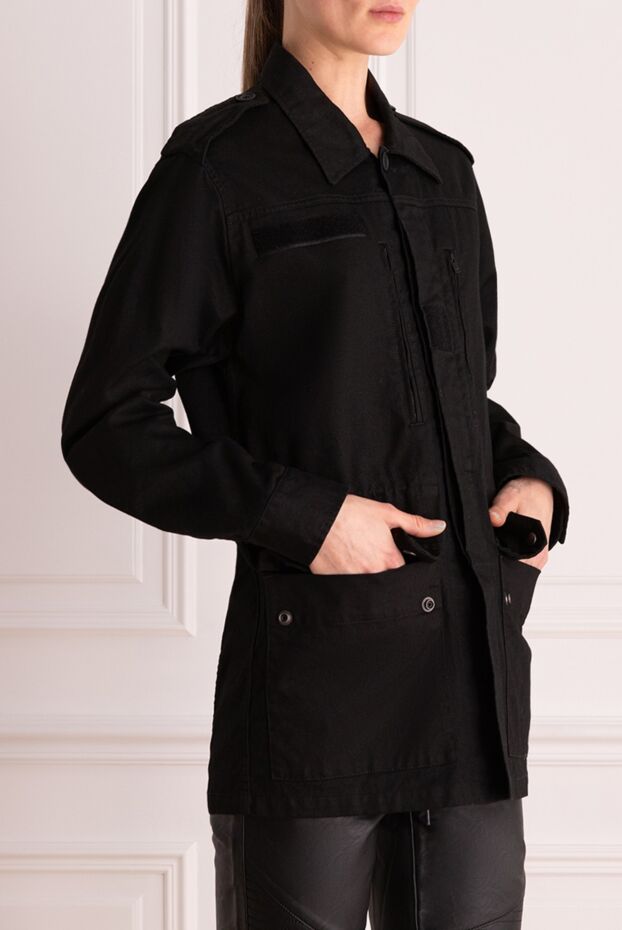 Saint Laurent ветровка из хлопка и рамы черная женская 151654 - фото 3