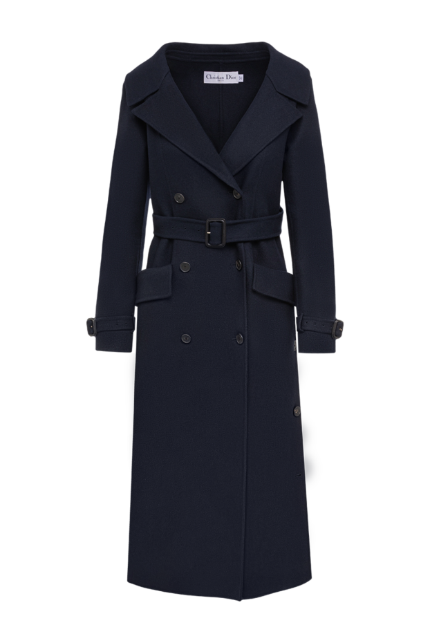 Dior women's blue double-breasted coat with a belt 151662 - photo 1