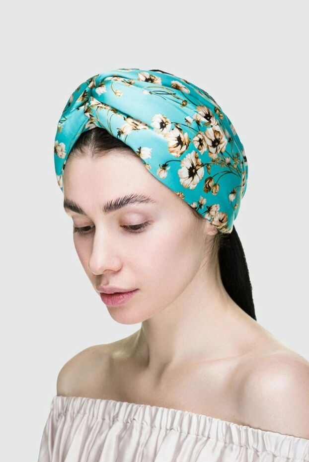 Fleur de Paris women's blue silk headband with white flowers 151718 - photo 2
