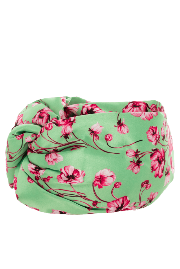 Fleur de Paris women's green silk headband with pink flowers 151720 - photo 3