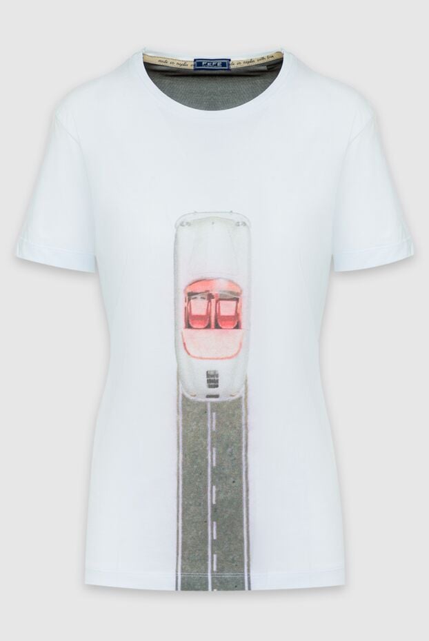 FeFe women's white cotton t-shirt with a conceptual designer print (markdown) 195583 - photo 1