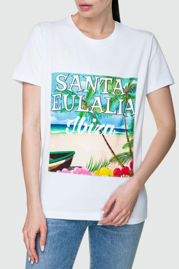 FeFe white cotton t-shirt with resort print and contrast graphics (markdown) 195637 - photo 3